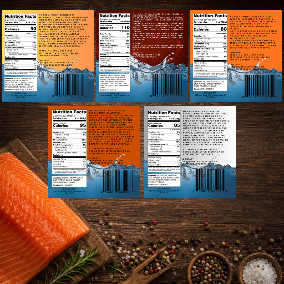 Wild Caught Salmon Jerky Gift Box - Variety Pack (5 Flavors)